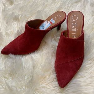 Calvin Klein red mules